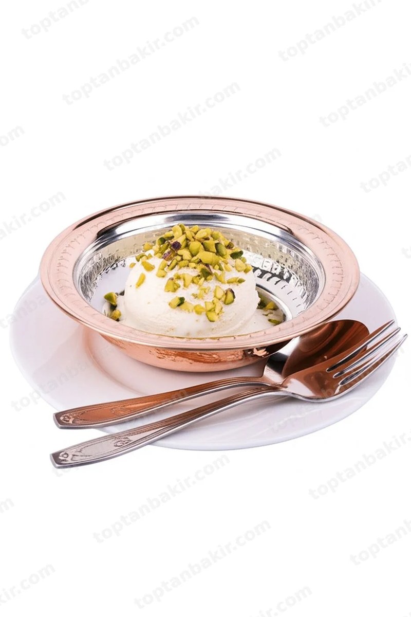Copper Ice Cream, Breakfast & Nut Dish – 13 CM, Red Rope-Edged, Tin-Lined (Set of 2)