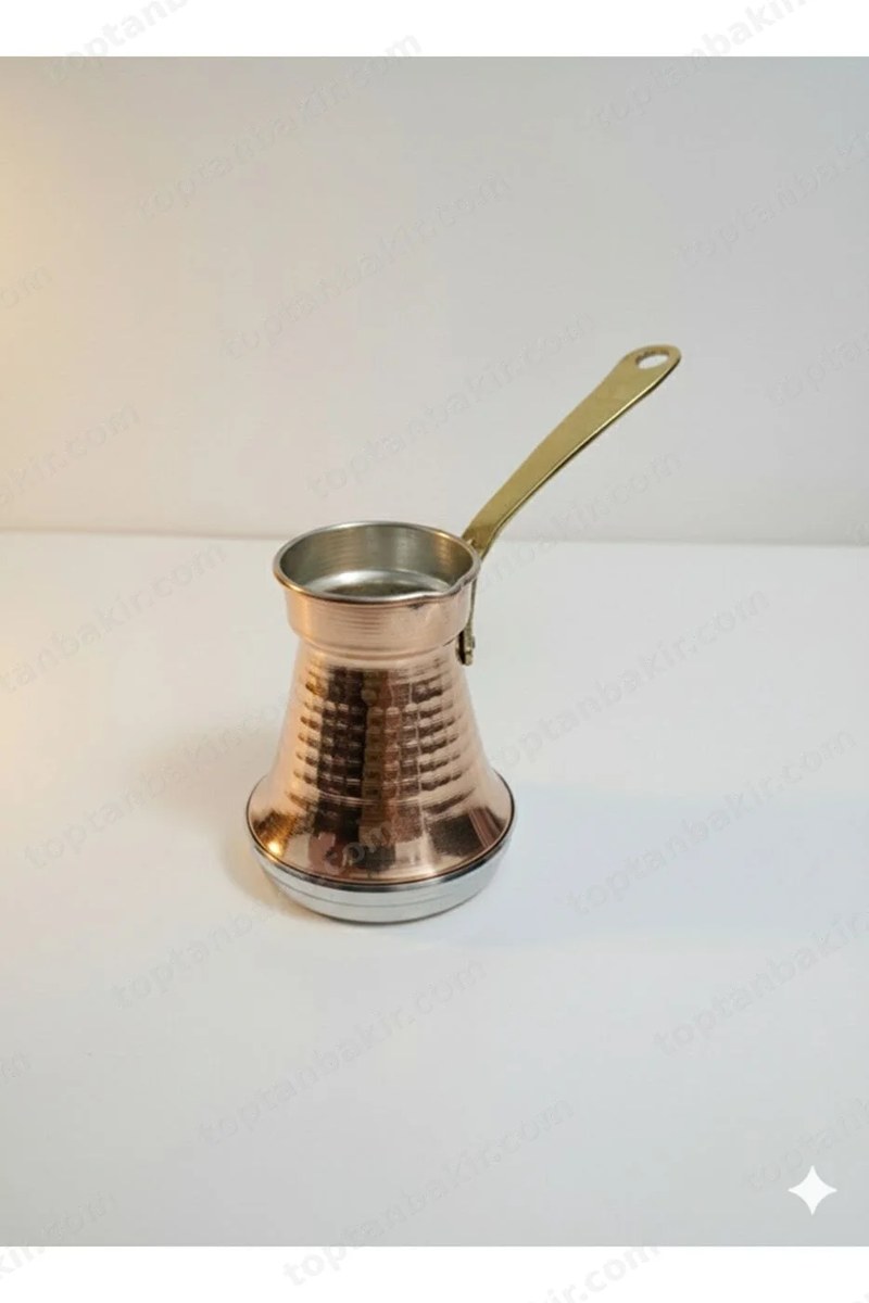 Armoni Copper Cezve – Induction Base, Brass Handle, Wide Base, 6-7 Cup
