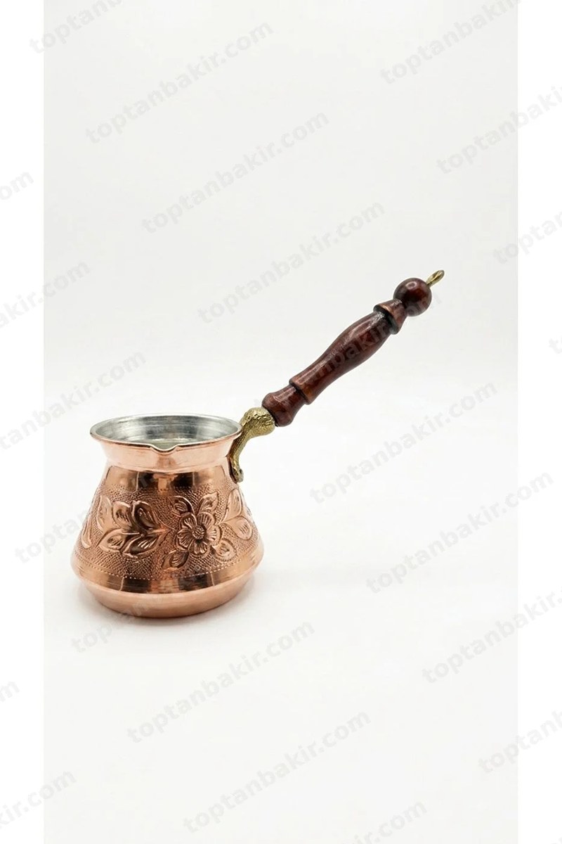 Studded Copper Cezve – Wooden Handle, 4 Cup