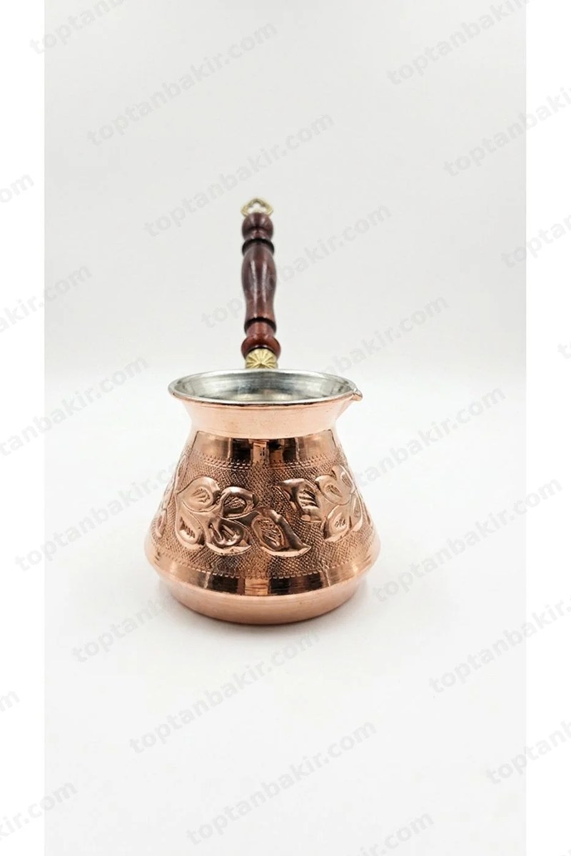 Studded Copper Cezve – Wooden Handle, 5-6 Cup