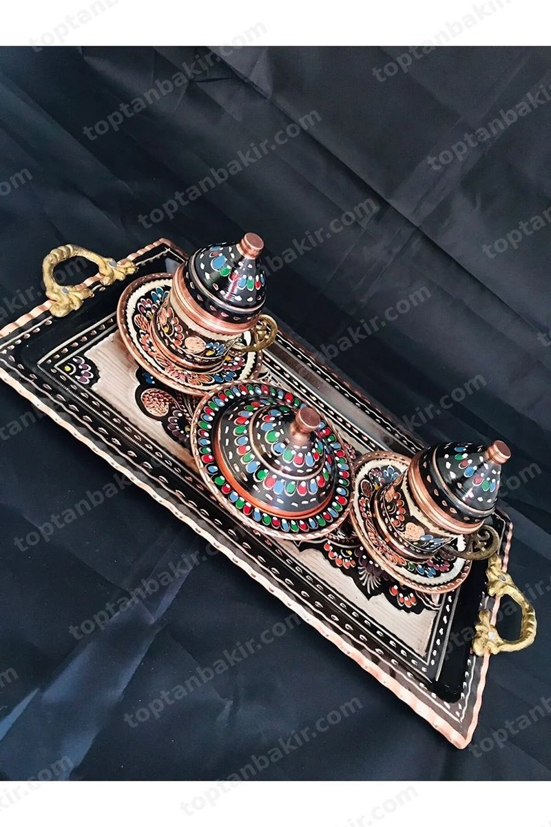 Enameled Copper Turkish Coffee Set 002