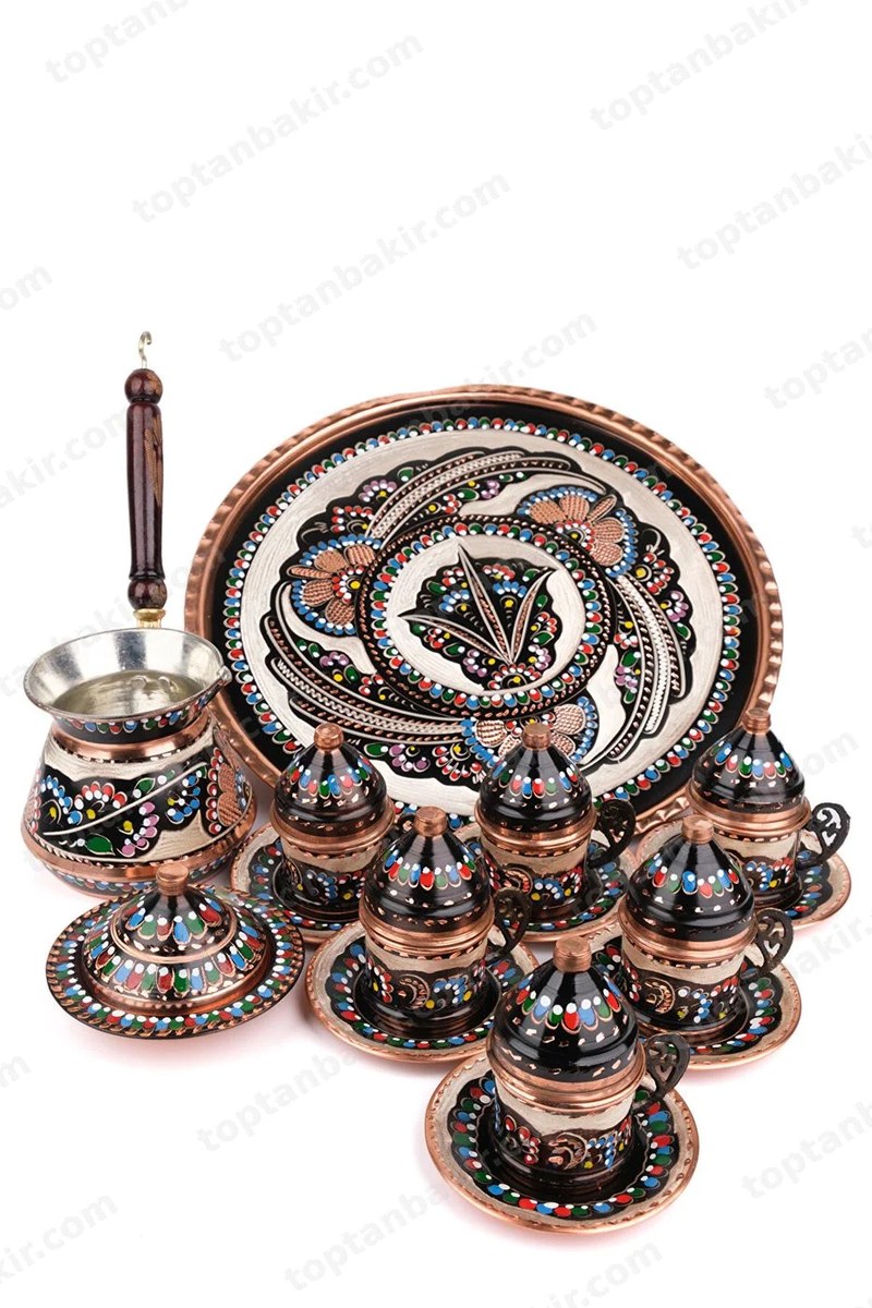Enameled Copper Turkish Coffee Set N3