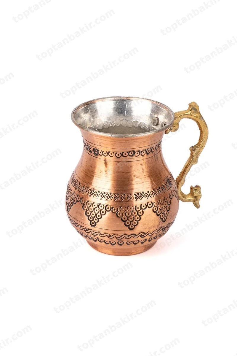 Grape-Engraved Copper Cup / Dipper Cup