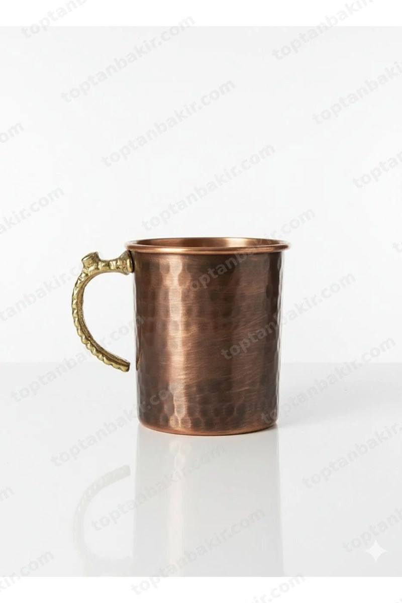 Oxidized Copper Mug with Brass Handle