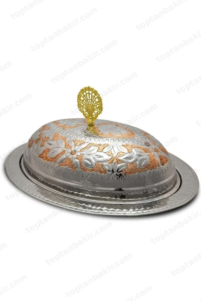 Hand-Engraved Copper Boat-Shaped (Kayık) Serving Dish – 30 Cm