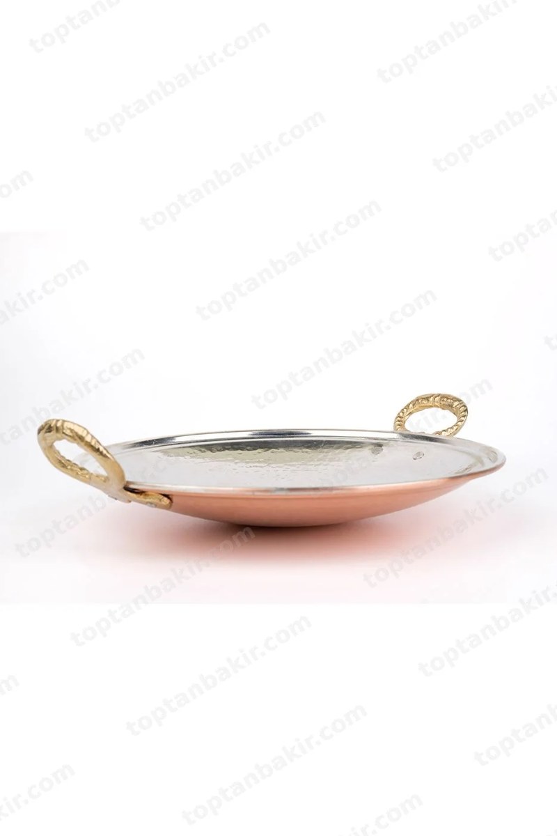 Hand-Hammered Copper Sahan 20 cm – Tin-Lined Egg & Sauté Pan with Brass Handle