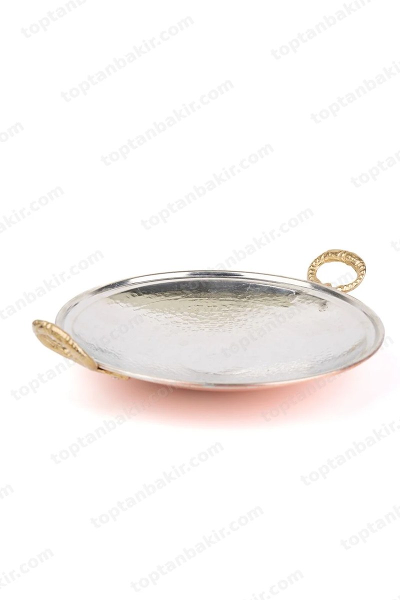 Hand-Hammered Copper Sahan 32 cm – Tin-Lined Egg & Sauté Pan with Brass Handle