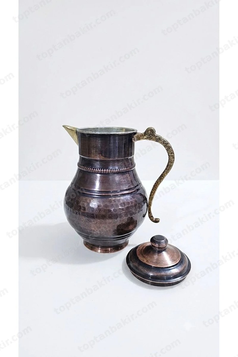 Oxidized Copper Pitcher with Lid – Traditional Design, Oksidian Series