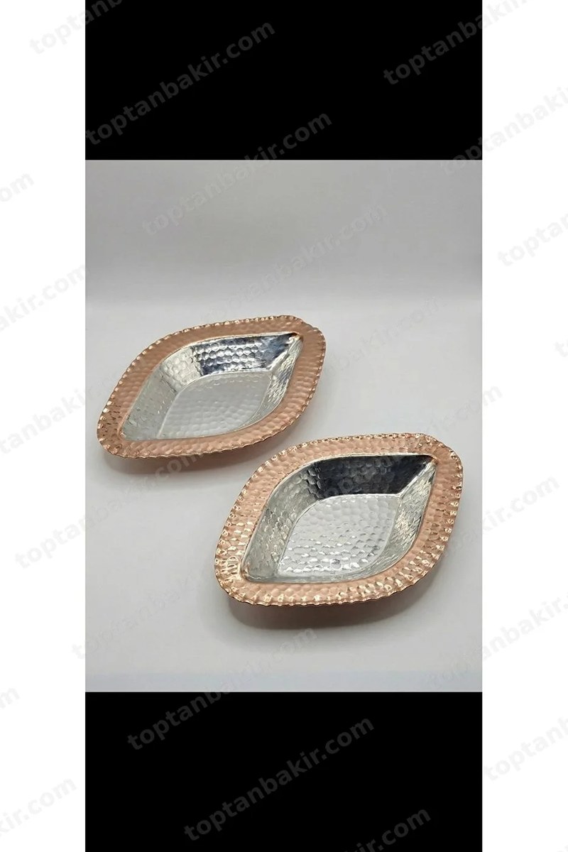 Angular Copper Boat-Shaped Serving Dish 21 Cm – Set of 2