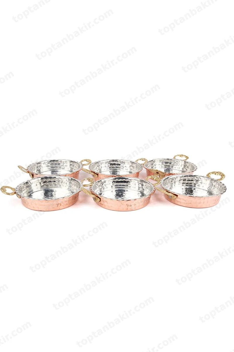 Copper Breakfast & Nut Dish Set of 6 – Mini Pan Style, 10 cm