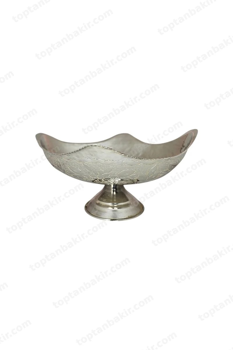 Handmade Copper Gondola Footed Decorative Serving Platter – Hammered Pattern, 32 CM