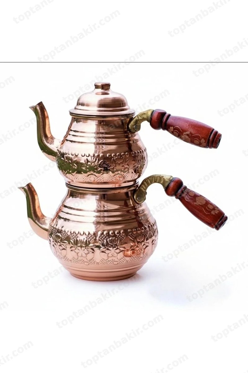 Hand-Engraved Copper Tea Kettle, Punched Pattern, Medium Size – 2.8 lt, 0.70 mm, 850 Gr.