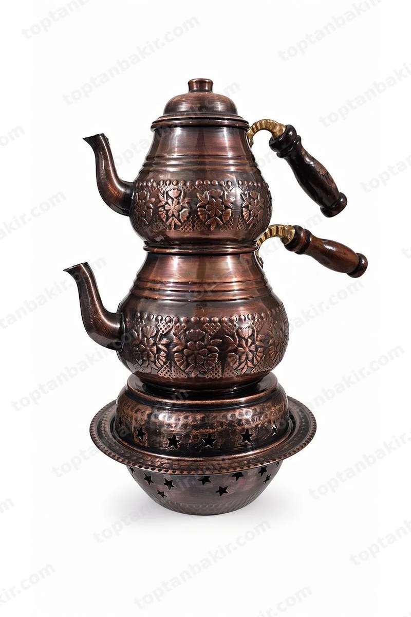 Oksidain Series Oxidized Copper Tea Kettle with Warmer Stand – 2.8 LT