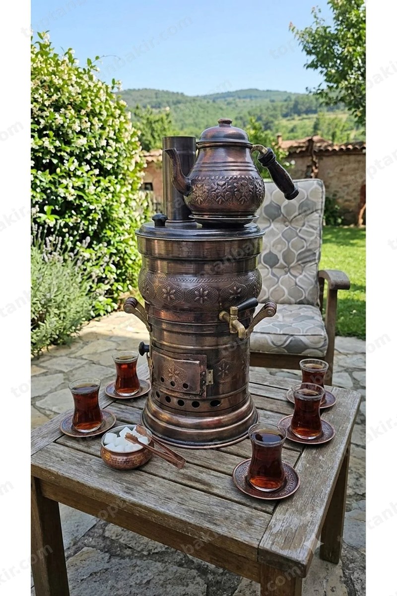 Oxidized Copper Wood-Fired Samovar – Handmade 7 LT (Detachable Brazier)