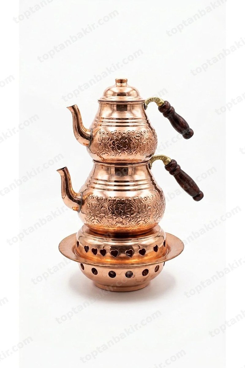 Patterned Copper Tea Kettle with Warmer Stand 2.8 LT – Uncoated