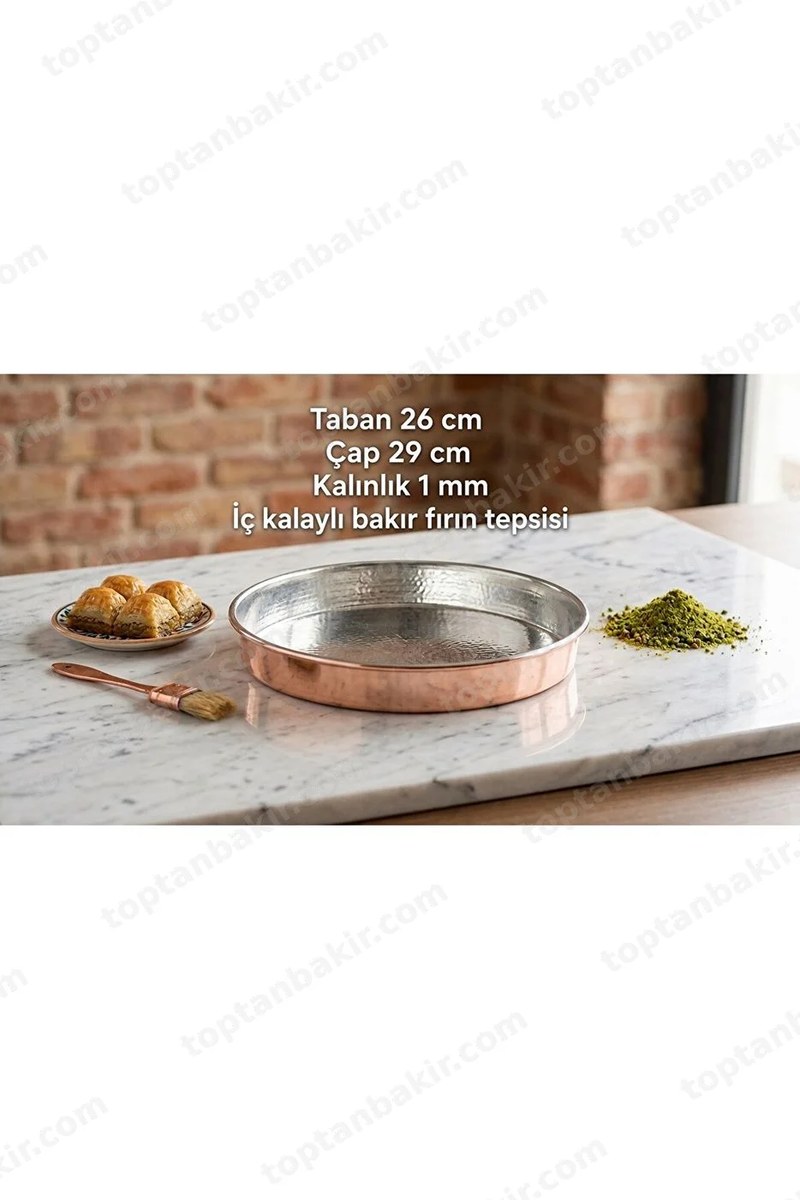 Copper Baklava / Börek / Baking Tray – 26 Base, 29 Diameter, 1 MM Thickness