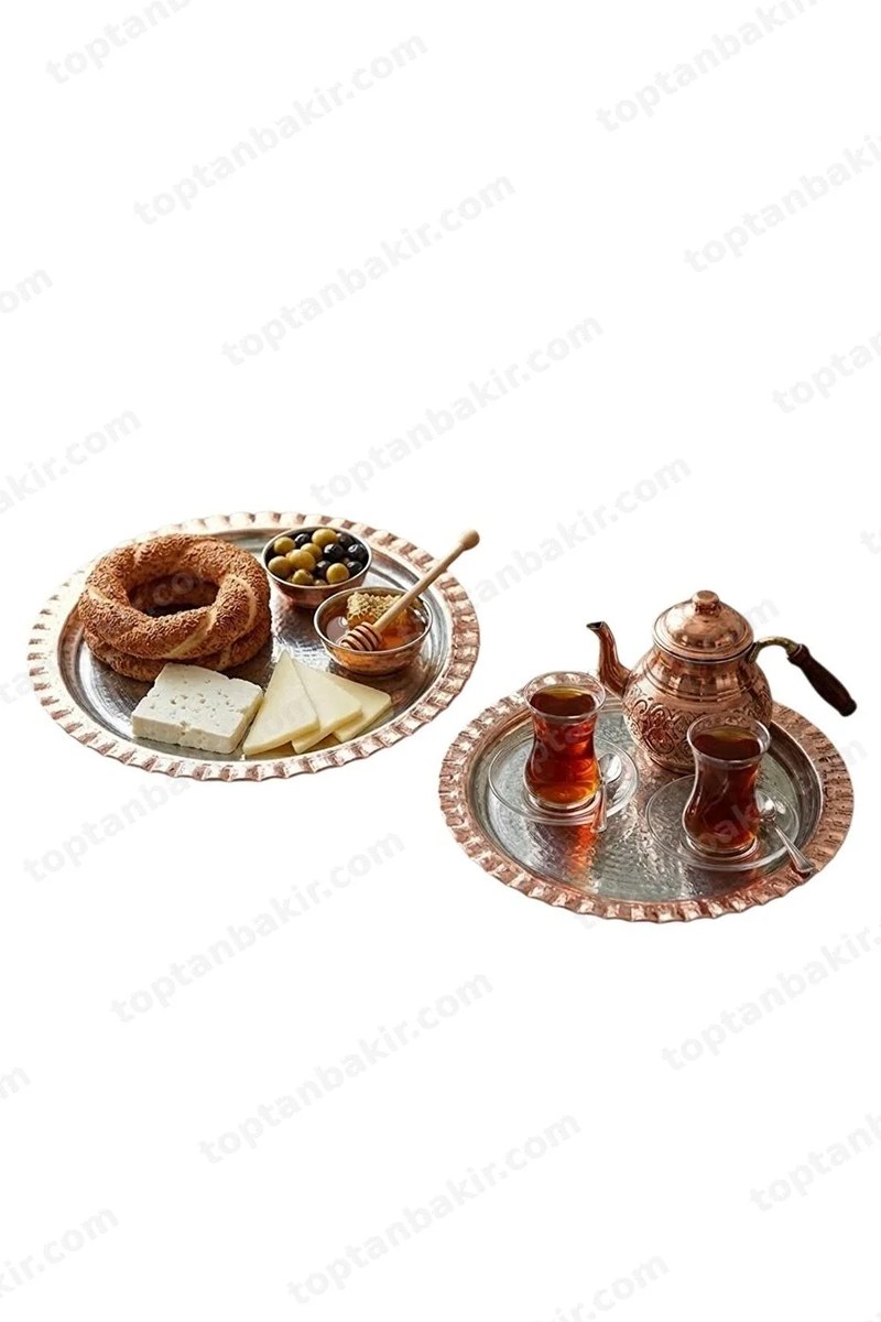 Copper Breakfast & Serving Tray Set – 26-29 cm, 2 Pieces