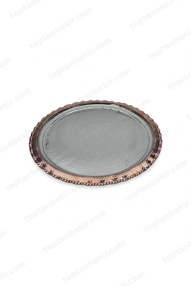 Copper Serving Tray 35 cm – Handcrafted, Modern Edge Detail, Elegant Serving Tray