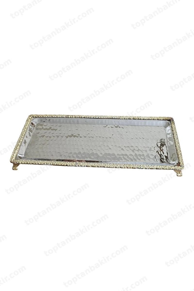 Handmade Luxury Serving Tray – Copper & Nickel-Plated Brass Detail (32 cm)